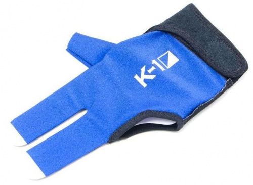 Перчатка бильярдная «K-1» (черно-синяя, вставка кожа)