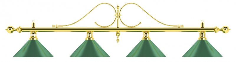 Лампа на четыре плафона «Classic» (витая золотистая штанга, зеленый плафон D35см) Лампа на четыре плафона «Classic» (витая золотистая штанга, зеленый плафон D35см)