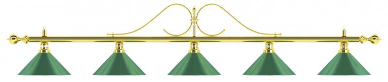 Лампа на пять плафонов «Classic» (витая золотистая штанга, зеленый плафон D35см) Лампа на пять плафонов «Classic» (витая золотистая штанга, зеленый плафон D35см)