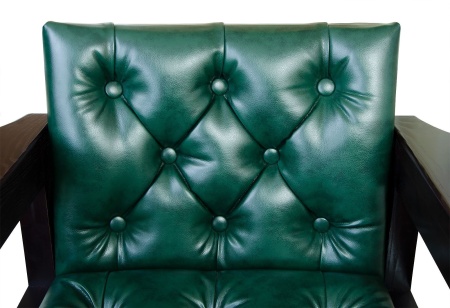 Кресло бильярдное (мягкое сиденье + мягкая спинка, цвет изумрудно-зеленый + махагон)