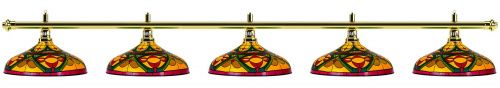 Лампа на пять плафонов «Colorful» (золотистая штанга, цветной плафон D44см)