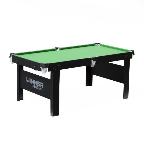 Складной бильярдный стол для пула "Hobby II" (6 футов, черный, в комплекте с аксессуарами)