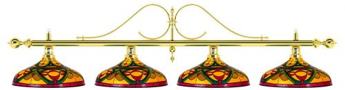 Лампа на четыре плафона «Classic Colorful» (витая золотистая штанга, цветной плафон D44см)