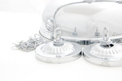 Лампа на шесть плафонов «Crown» (серебристая штанга, серебристый плафон D38см)