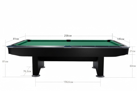 Бильярдный стол для пула "Competition II" 9 ф (матово-чёрный) в комплекте, аксессуары + сукно