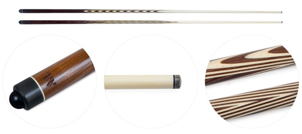 Кий для русского бильярда 1-pc "Классика" (термоясень, граб) 20 запилов