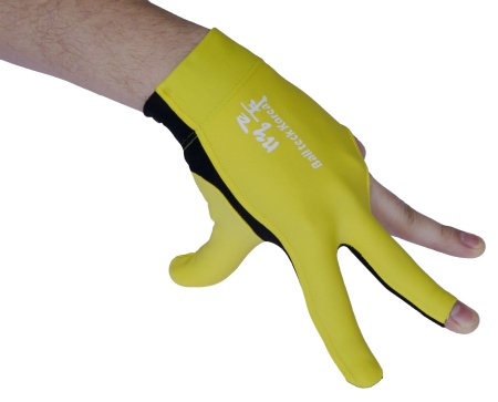 Перчатка бильярдная «Ball Teck MFO» (черно-желтая, вставка замша), защита от скольжения