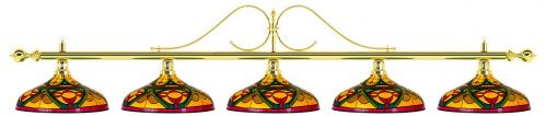 Лампа на пять плафонов «Classic Colorful» (витая золотистая штанга, цветной плафон D44см)