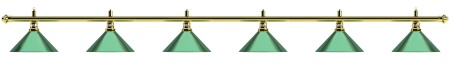 Лампа на шесть плафонов «Evergreen» (золотистая штанга, зеленый плафон D35см)